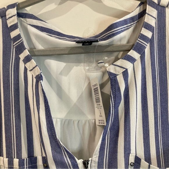 TORRID Sz 3 Blue & White Stripe Zip Front Drawstring  Shirt Dress New with Tags - Picture 9 of 15